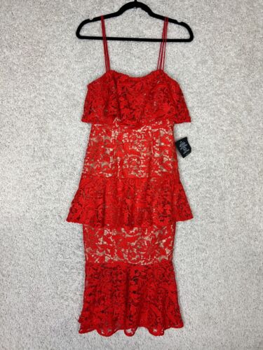 Cooper St Dress Womens Size 2 Red Lace Tiered Valentines Day Coqueta Fairy New