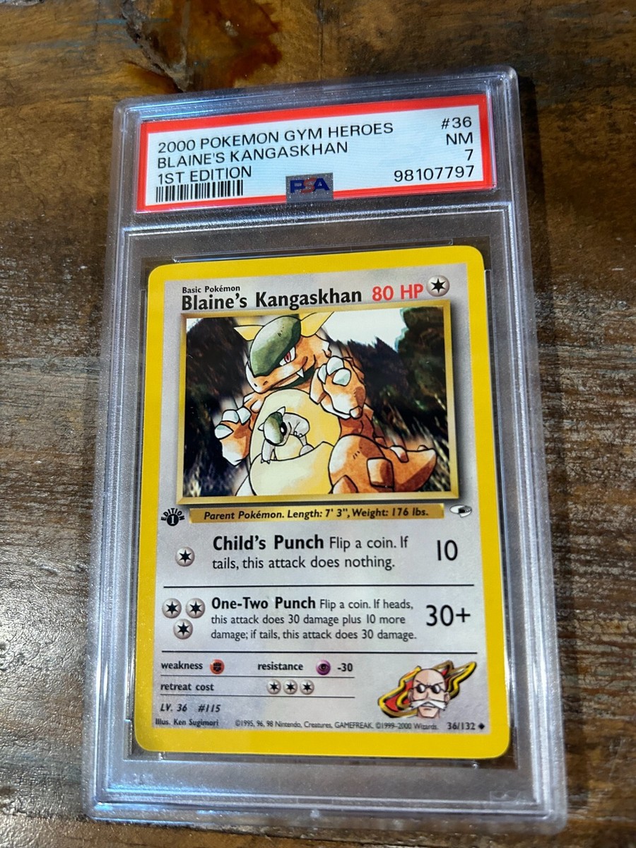 blaine's kangaskhan pokemon card value (36/132) [Gym Heroes Unlimited]  TokenMTG Description coming soon... Blaine S Kangaskhan 1st Edition