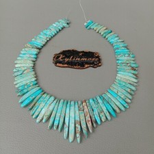 Blue Sea Sediment Imperial Jasper Point Beads Top Drilled Beads 16.5"