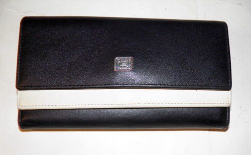 Black and White Genuine Leather RFID Women's Wallet Checkbook Organizer - Bild 2 von 7