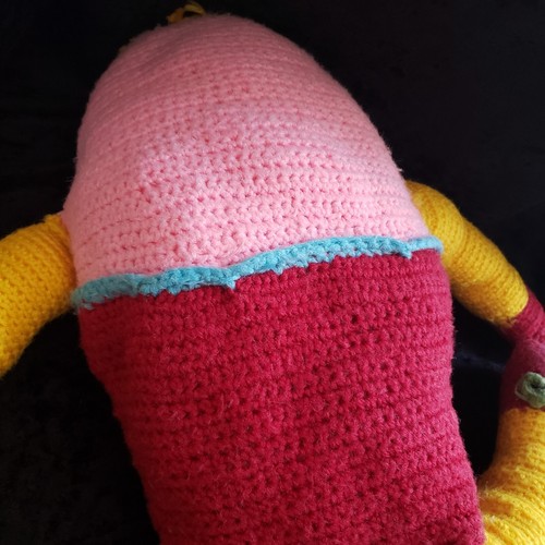 Vintage Crochet Humpty Dumpty Pillow Stuffed Plush Handmade Doll 24" Nursery - Picture 5 of 6