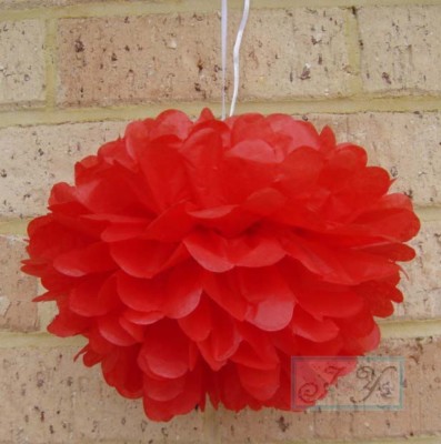 6x 25cm red paper pom poms wedding birthday valentine's day party venue decor