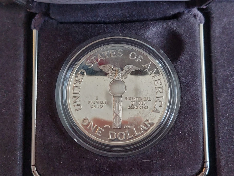 1989 S United States Congressional Commemorative Proof Silver Dollar OGP & COA - Image 3 of 4