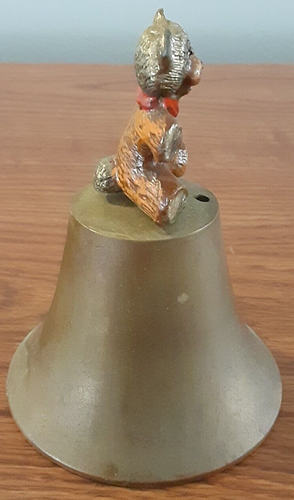 Vintage Christmas Bell Brass Teddy Bear Enesco Taiwan metal Xmas collectable 3.5 - Picture 2 of 6
