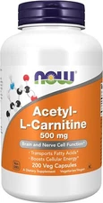 NOW Foods Acetyl L-Carnitine 500 mg 200 Veg Capsules Brain & Nerve Cell Function