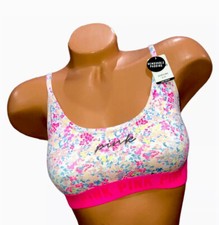 Victoria  s Secret PINK Lightweight Sports Bra Floral Logo Pink Small