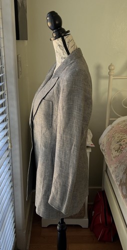 ColdWater Creek 1 Button Fitted Waist Grey Patterned Lined Blazer Women SZ M - Picture 8 of 9
