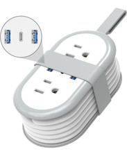 USB C TRAVEL PORTABLE POWER STRIP WITH 4 OUTLET 3 USB