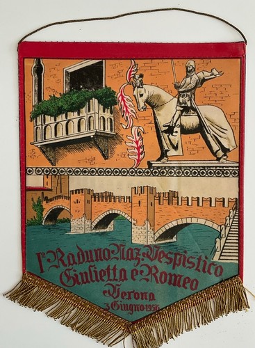 VERONA VESPA CLUB D’ITALIA I° RADUNO VESPISTICO GIULITTA E ROMEO BANDIERINA 1956 - Picture 3 of 6