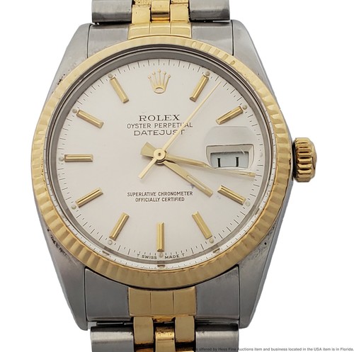 Rolex Datejust 16013 18k SS Two Tone Mens Watch  Fluted Bezel Jubilee Bracelet