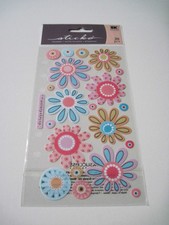 Scrapbooking Crafts Stickers Sticko Crazy Daisies Flowers Pink Blue Patterns