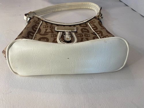 ETIENNE AIGNER EST. 1949 PURSE SIGNATURE TAN FABRIC HANDBAG Off White Trim. - Picture 3 of 6