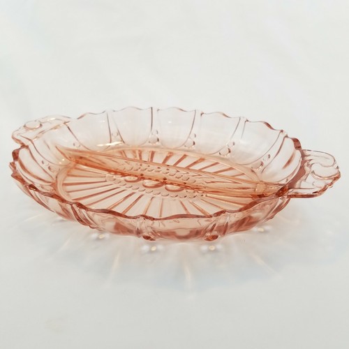 Anchor Hocking Pink Depression Glass Oyster & Pearls Oval Divided Relish Dish - Picture 1 of 7