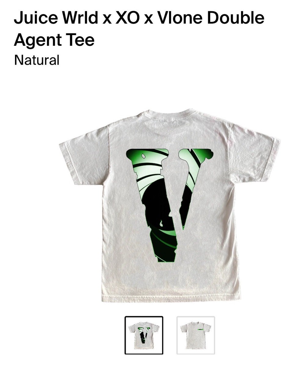 Juice Wrld x XO x Vlone コラボ★Double Agent 半袖Tシャツ Size Large- VLONE Juice Wrld x XO Double Agent Tee - White