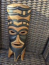 Tiki Mask Hanging Wooden Totem Wall Art for Bar or Home Decoration