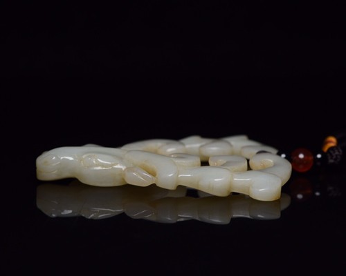 Chinese Natural Hetian Jade Exquisite Carving Deer Statue Pendant Jewelry Art - Picture 7 of 17
