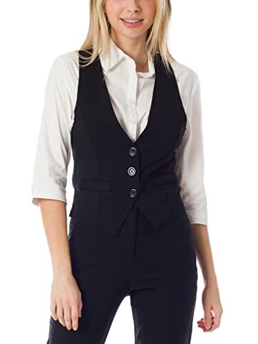 Women's Dressy Casual Versatile Racerback Vest Tuxedo Suit Medium Black - Picture 5 of 6