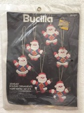 Bucilla Jeweled Ornaments Super Santa Kit 48787 Vintage