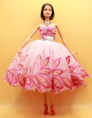 Barbie DRESS 4 PC OUTFIT FITS MODEL MUSE & SILKSTONE w/PINK HIGH HEELS~NO DOLL