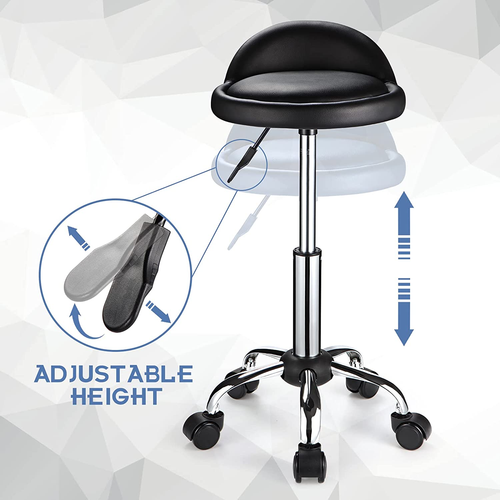 FNZIR Swivel Rolling Stool with Wheels Height Adjustable Stool Drafting Chair... - Picture 4 of 12