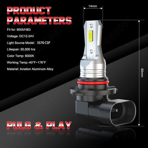 For GMC Canyon 2004-2012 6000K Combo LED Headlight Kit Hi & Lo + Fog Light Bulbs - Picture 9 of 14