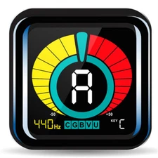 Black Square Clip-On Tuner For Guitar Bass Violin Instruments As Kliq Ubertuner