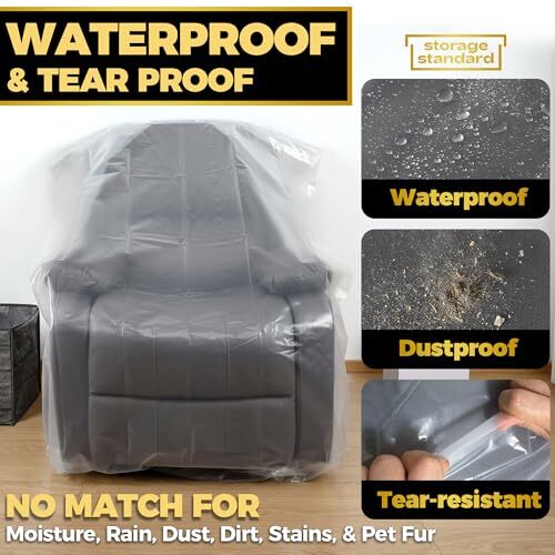 Plastic Furniture Covers For Moving Storage Heavyduty Chair Cover Protectors Wat - Picture 2 of 9