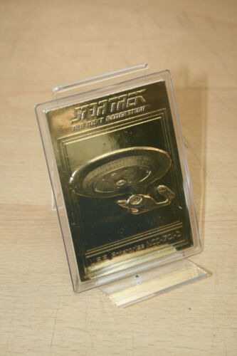 USS. Enterprise NCC-1701-D Star Trek 2001 Danbury Mint 22Kt Gold Card - Foto 3 di 4