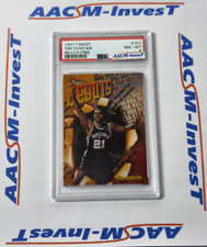 Tim Duncan Rookie Topps Finest #101 W/Coating NBA Spurs Basketball Psa 8