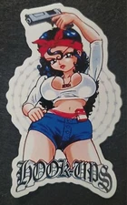 HOOK UPS STICKER VINTAGE "ACTION PACKED" 3/4 X 41/2" GLOSSY!