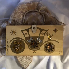 Vintage Carriage Trade Wooden Cinderella Carriage Handbag. Designer Enid Collins
