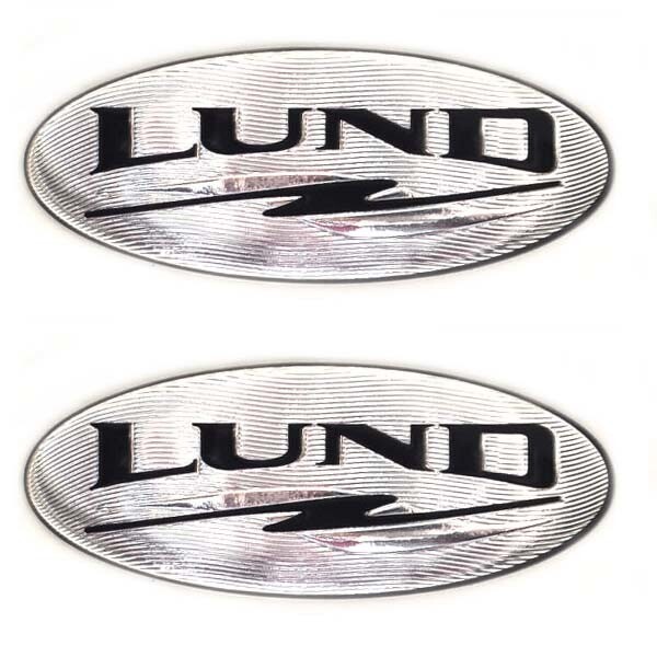 Lund Boat Seat Logo Emblems 1986277 Iron on 5 X 2 Inch Silver (pair