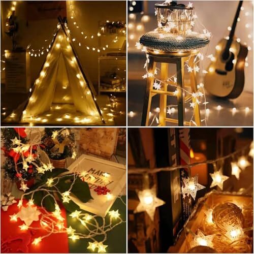 Star String Lights 20 LED Fairy Lights Battery Operated Cute 10 FT Warm White - Picture 7 of 8