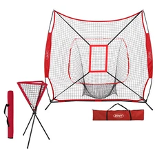 Baseball Practice Net Thrower Strike Zone W/ Portable Baseball Ball Caddy EZ Set