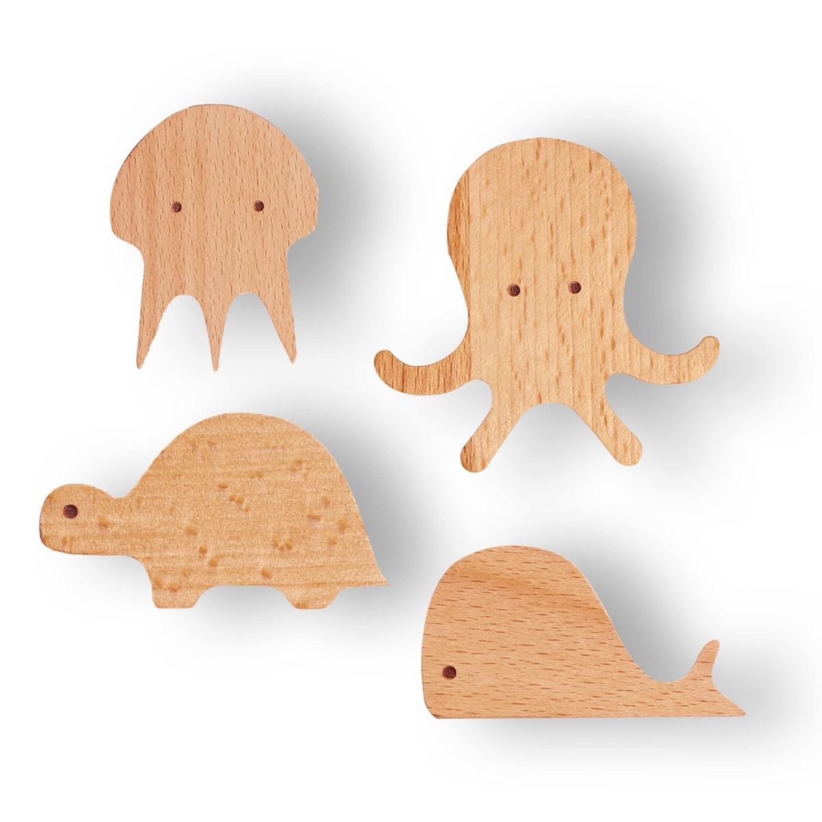 Set Of Wall Hook Child Baby Nursery Wood Natural Sea Aquatic
