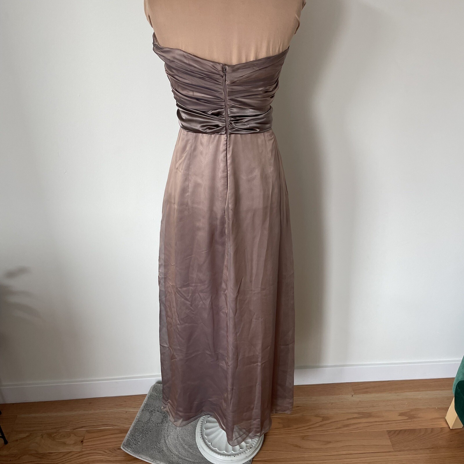 Metallic Light Brown Silk Strapless Fully Lined C… - image 11