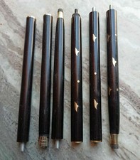 Set of 2 PCs 3 Fold Black Wooden Walking Stick Cane For Head Handle Only Shaft