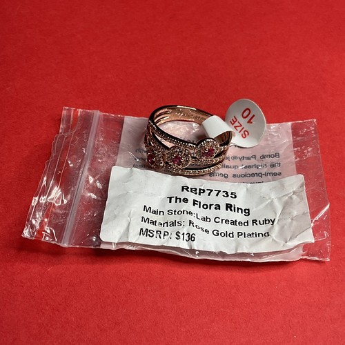 Bomb Party RBP7735 “The Flora Ring” Lab Created Ruby on Rose Gold Sz 10 Ring NWT - Picture 5 of 5