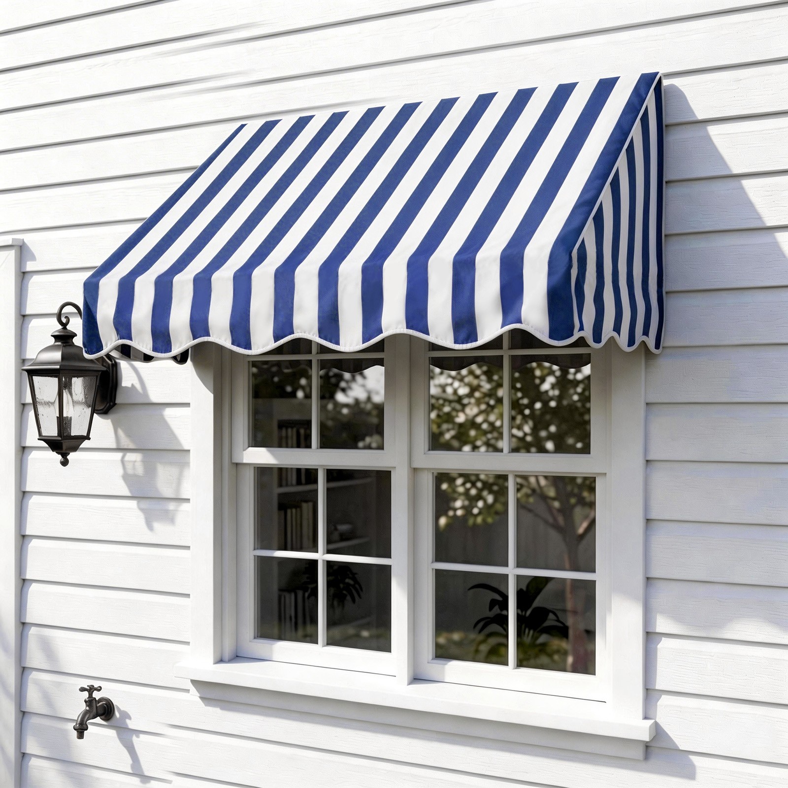 Outdoor Patio Cover, Blue & White Stripe