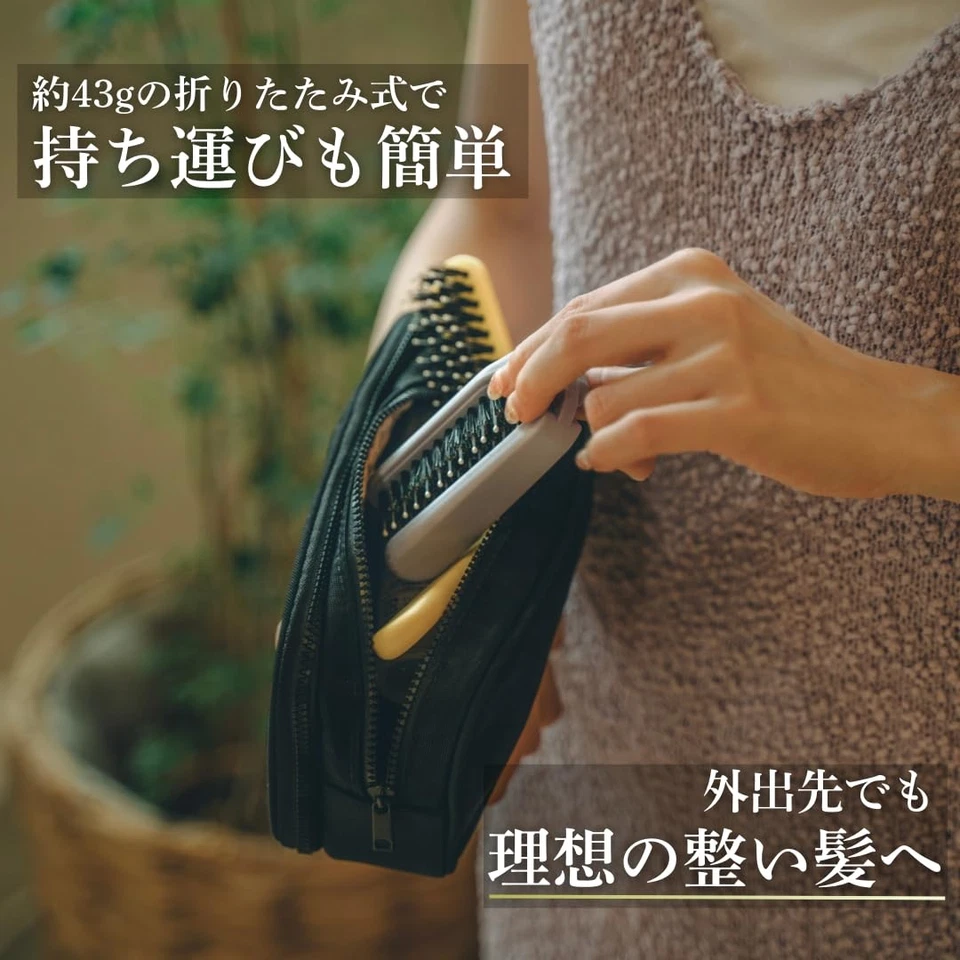 Travel Hair Brush, Mini Folding Hairbrush Comb with Boar Bristles for Women, ... - Image 4 of 4