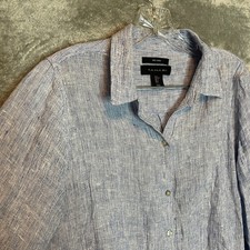 Tahari Women Linen Tunic Shirt Dress S Coastal Quiet Luxury Minimalist Resort