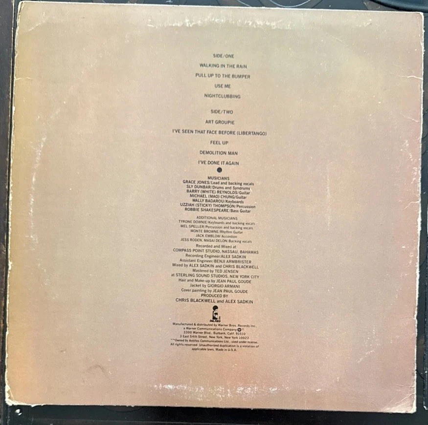 GRACE JONES Nightclubbing Vinyl LP 1981 Island Records US Pressing ILPS 9624 EX - Image 4 of 4