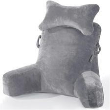 Lesekissen, R&uuml;ckenlehne, Nackenrolle, Armst&uuml;tze, Couch, Bett, Grau
