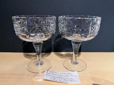 2 / Paar Vintage E&L Edinburgh & Leith Kristall Coupes Gläser Dessertschalen