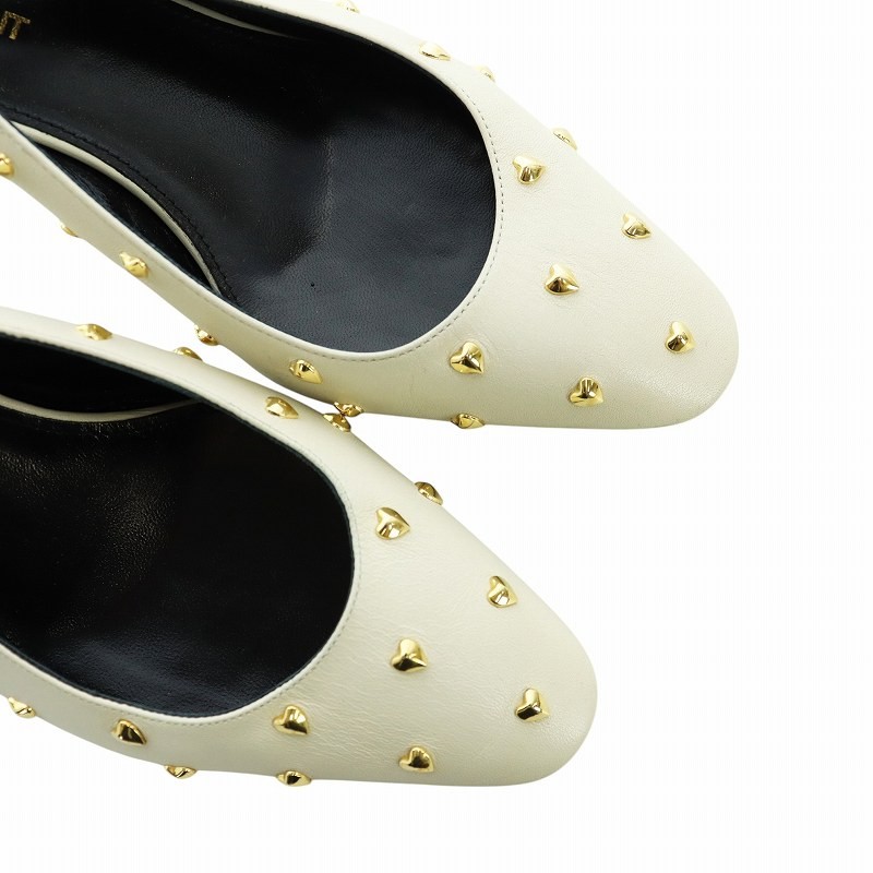 【Sandali】SAINT LAURENT PARIS decolte cinturino borchie cuore logo pelle 36 23 cm bianco