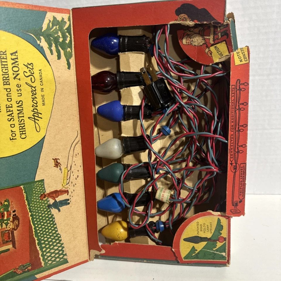 LUCES DE NAVIDAD VINTAGE de NOMA Set #110 en caja original COMO ESTÁ 1936 Foto 2 de 4