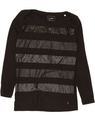 GAS Damen lockere Passform Tunika Top UK 6 XS schwarz gestreift Baumwolle AW12