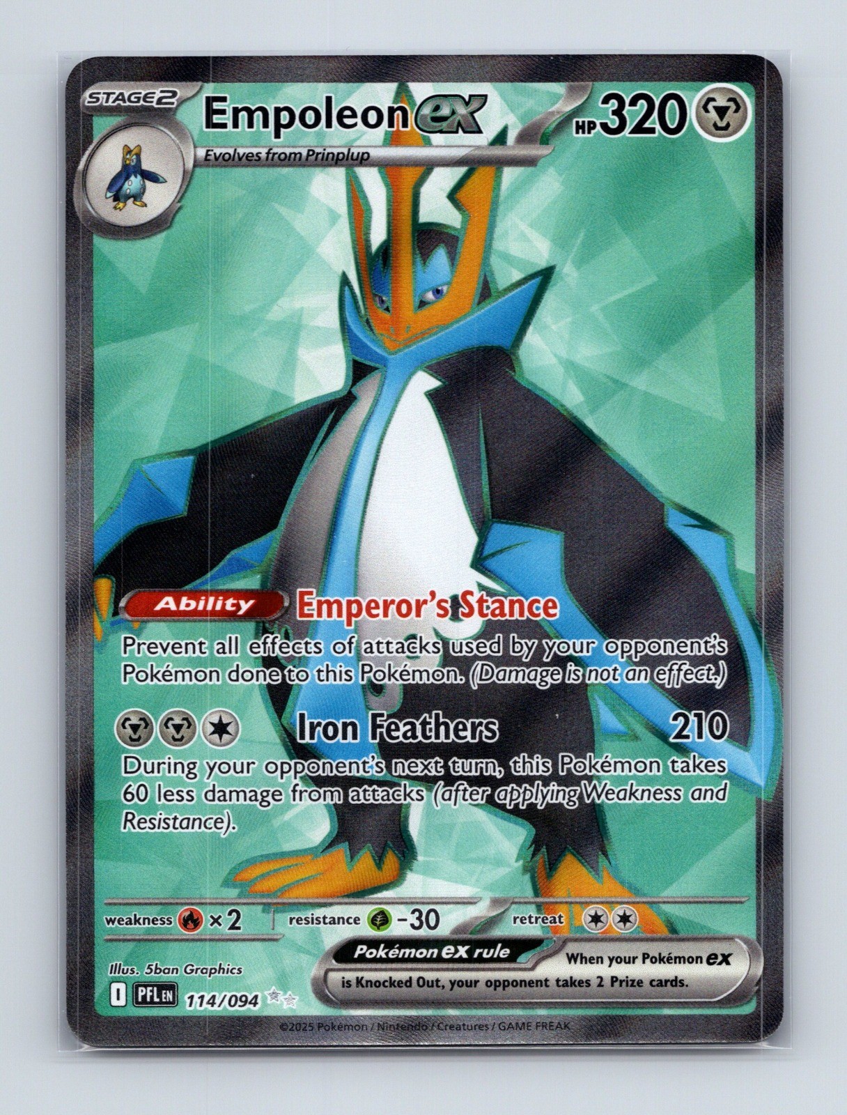 2025 Pokemon TCG Empoleon ex ME02: Phantasmal Flames 114/094 Holo Ultra Rare NM