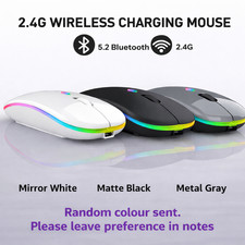 RGB LED Wireless Mouse Rechargeable Optical Silent Mice USB For PC Laptop UK