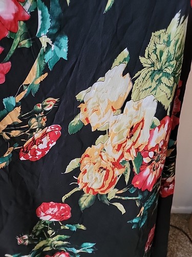 Vintage Alberto Makali 100% silk Dress Size 6 Black Red Floral Whimsigoth Asian - Picture 11 of 19